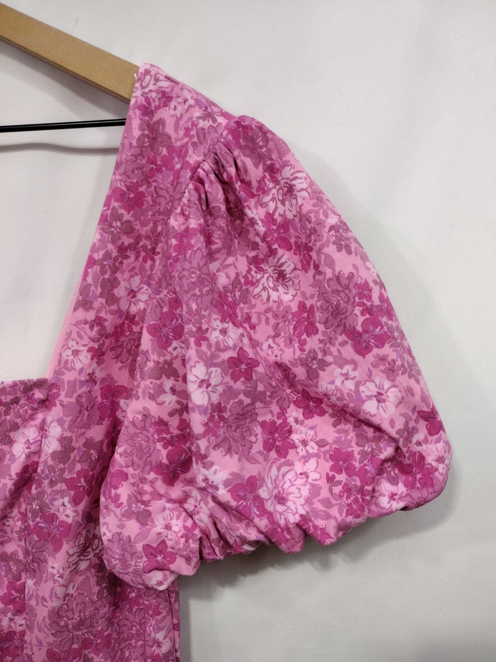 Trixxi Floral Puff-Sleeve Square-Neck Mini Dress Women's L Barbircore Cottagecor - Picture 3 of 8